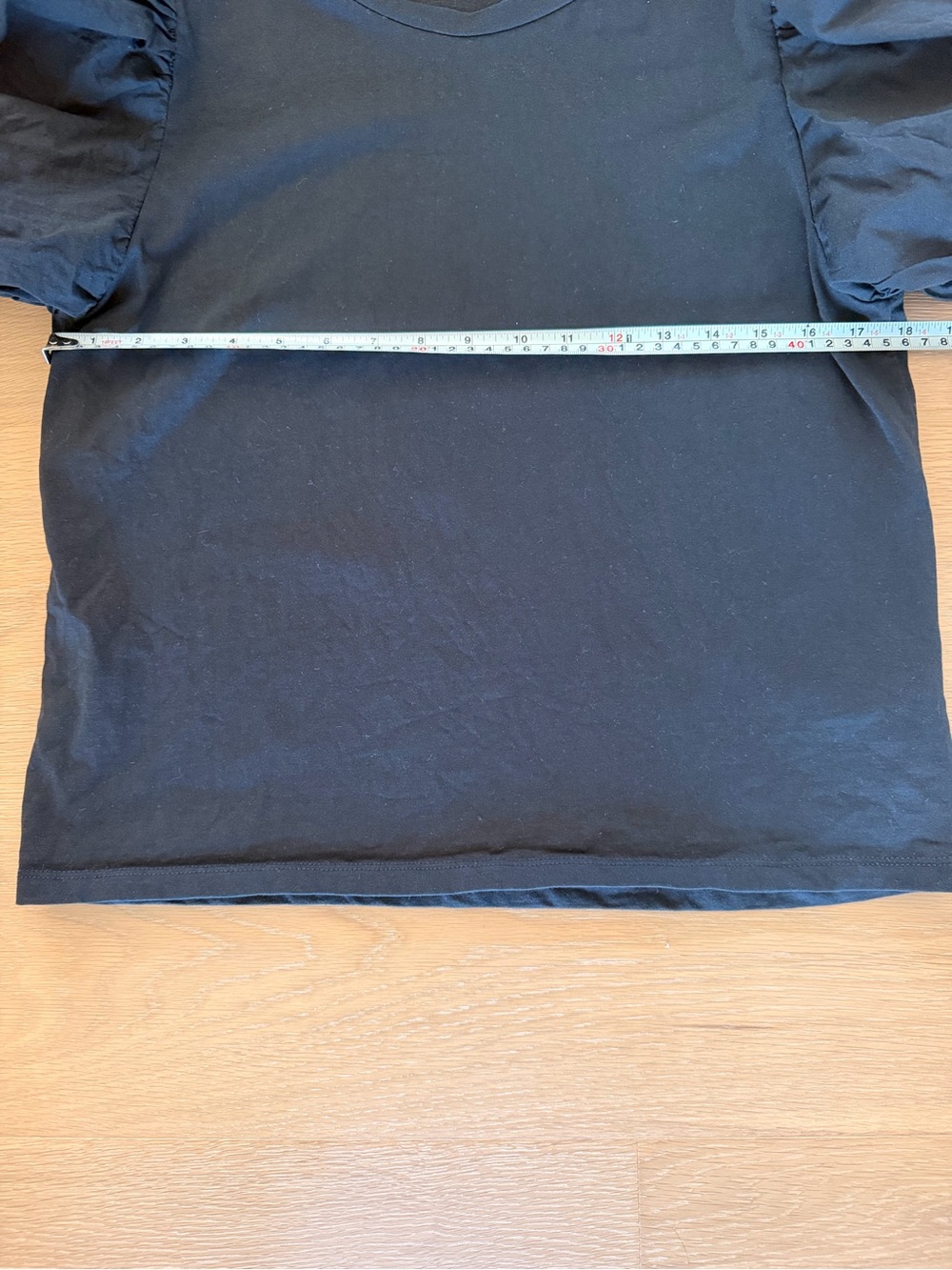 Puff-Sleeve Cotton Tee - Black - Picture 5 of 8